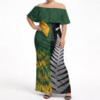 New Zealand and South Africa Rugby Custom Off Shoulder Maxi Dress Ultimate Rivalry All Black Springboks