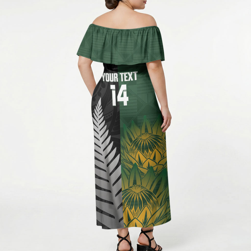 New Zealand and South Africa Rugby Custom Off Shoulder Maxi Dress Ultimate Rivalry All Black Springboks