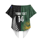 New Zealand and South Africa Rugby Custom Off Shoulder Wrap Waist Top Ultimate Rivalry All Black Springboks