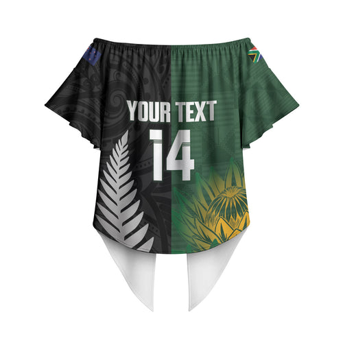 New Zealand and South Africa Rugby Custom Off Shoulder Wrap Waist Top Ultimate Rivalry All Black Springboks
