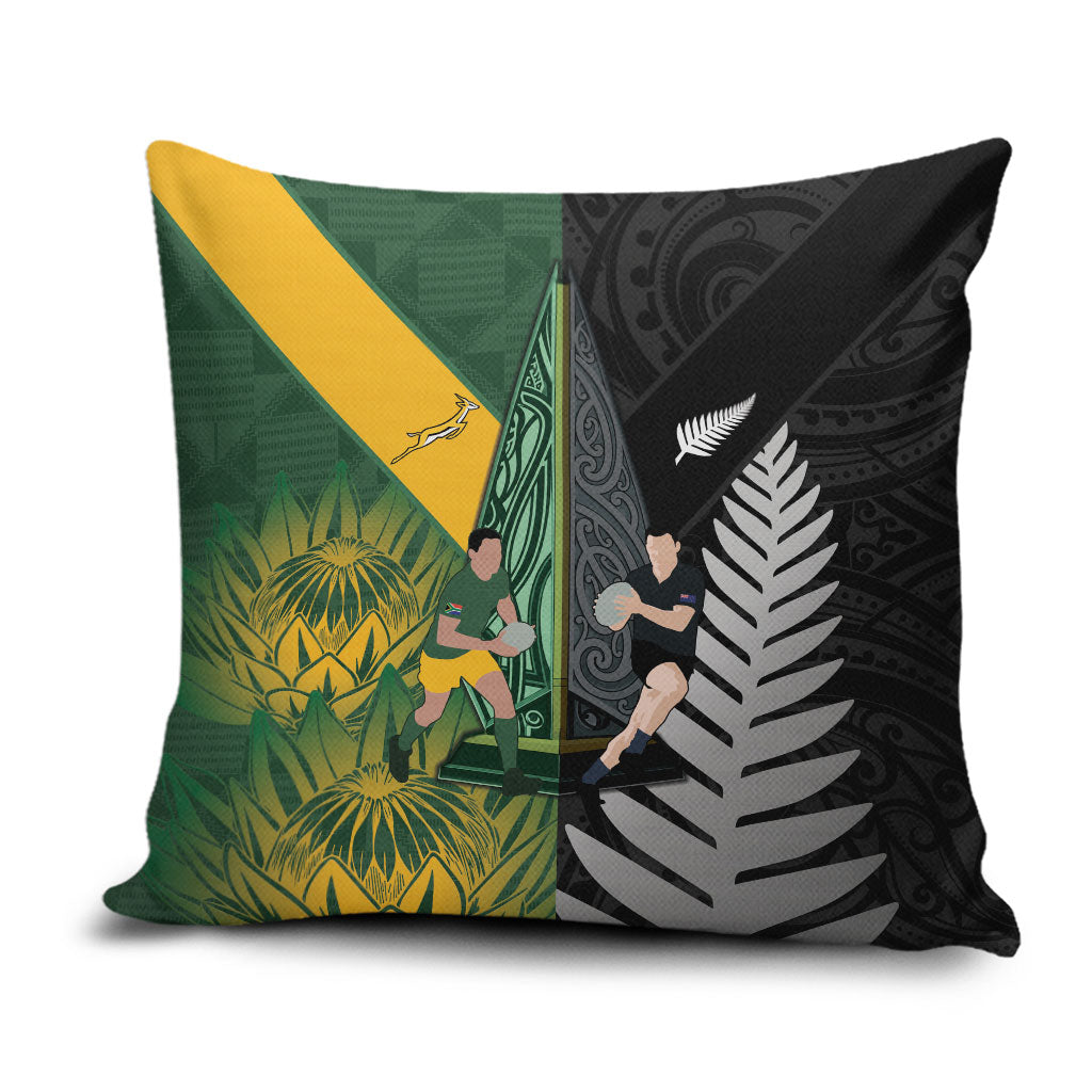 New Zealand and South Africa Rugby Pillow Cover Ultimate Rivalry All Black Springboks