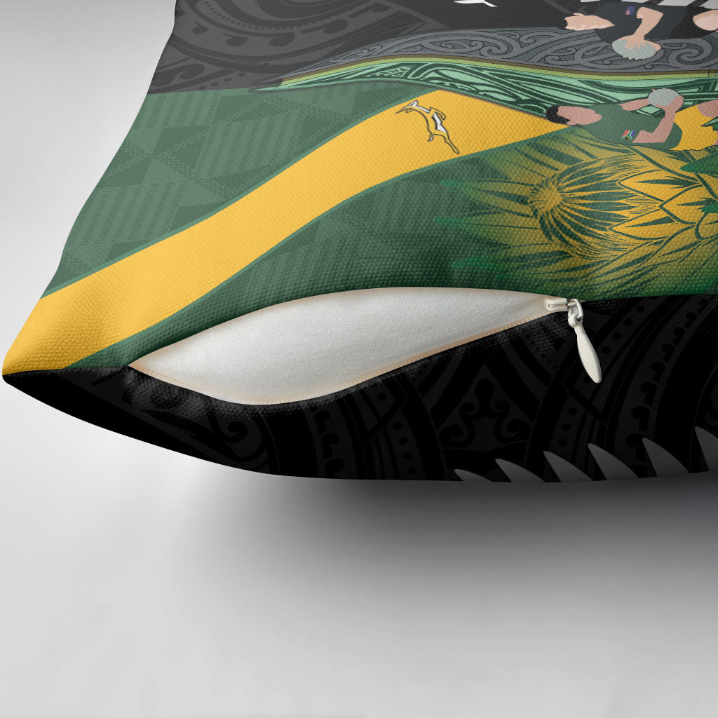New Zealand and South Africa Rugby Pillow Cover Ultimate Rivalry All Black Springboks