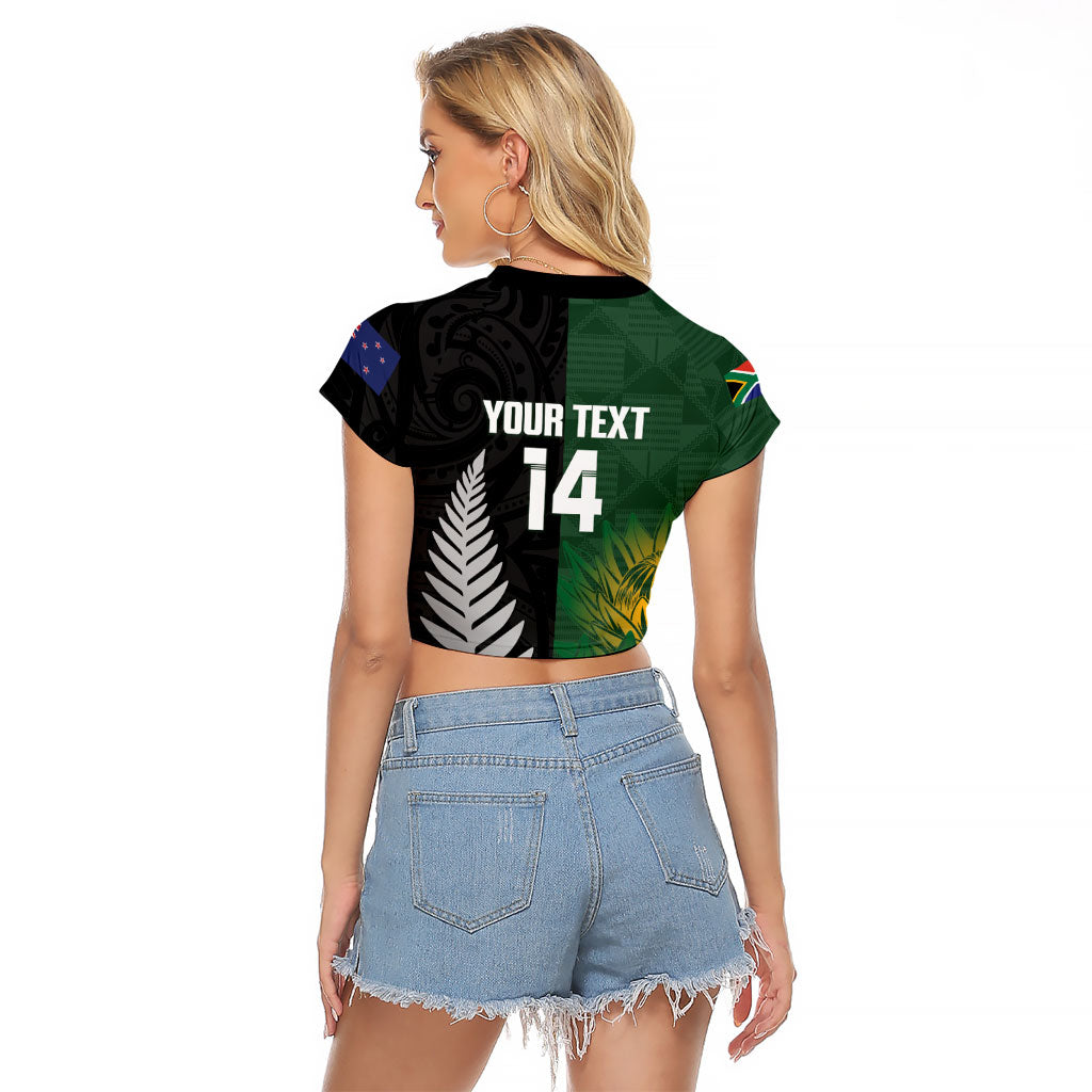New Zealand and South Africa Rugby Custom Raglan Cropped T Shirt Ultimate Rivalry All Black Springboks
