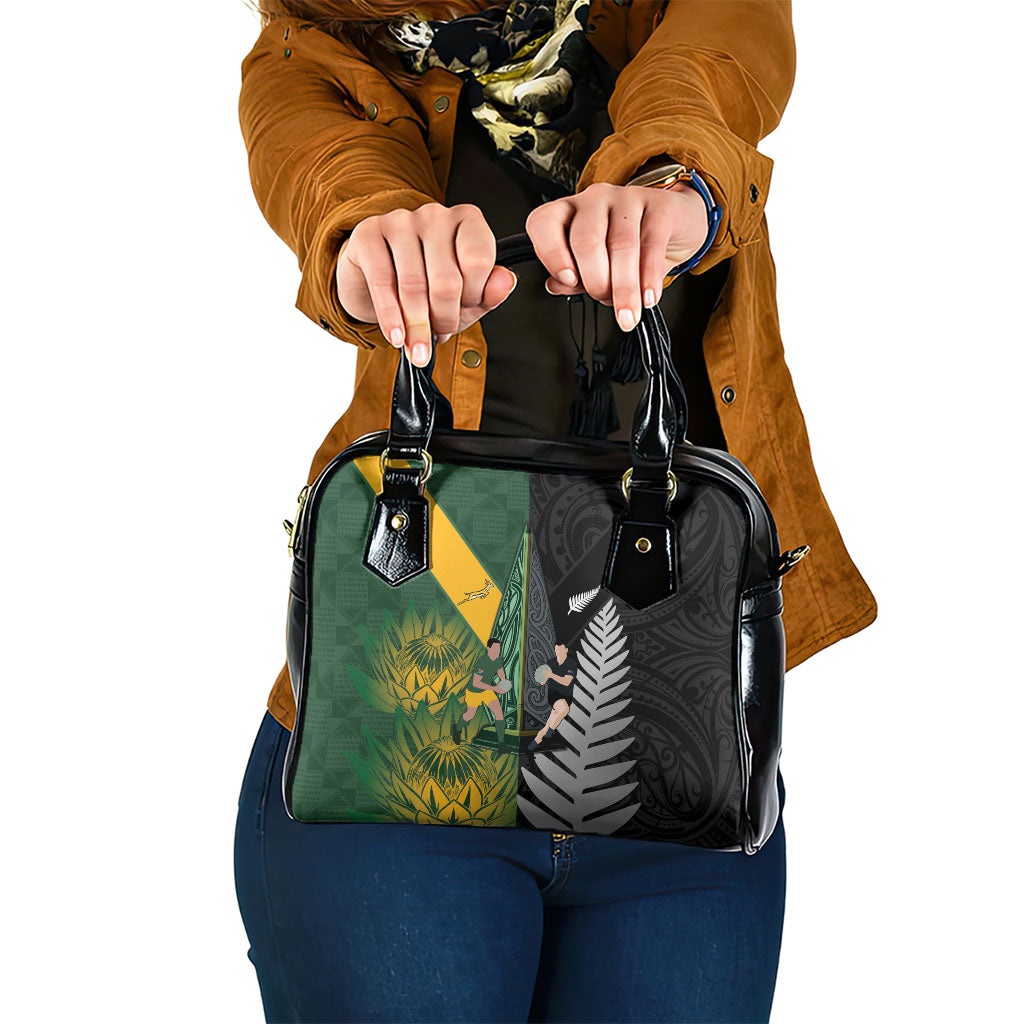 New Zealand and South Africa Rugby Shoulder Handbag Ultimate Rivalry All Black Springboks