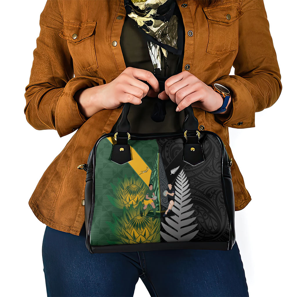 New Zealand and South Africa Rugby Shoulder Handbag Ultimate Rivalry All Black Springboks