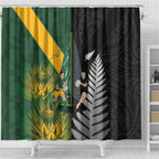 New Zealand and South Africa Rugby Shower Curtain Ultimate Rivalry All Black Springboks