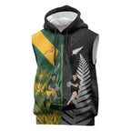New Zealand and South Africa Rugby Custom Sleeveless Hoodie Ultimate Rivalry All Black Springboks