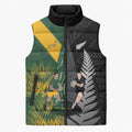 New Zealand and South Africa Rugby Custom Sleeveless Puffer Jacket Ultimate Rivalry All Black Springboks