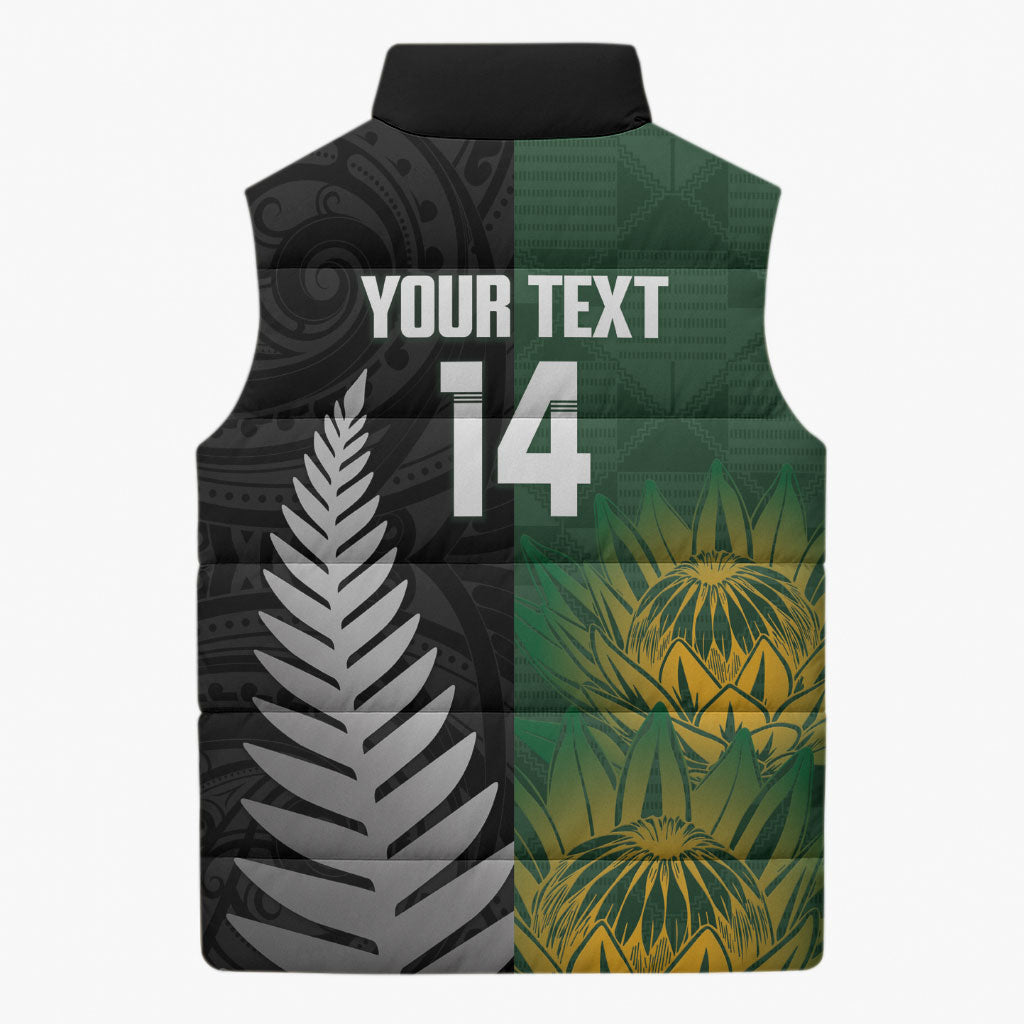 New Zealand and South Africa Rugby Custom Sleeveless Puffer Jacket Ultimate Rivalry All Black Springboks