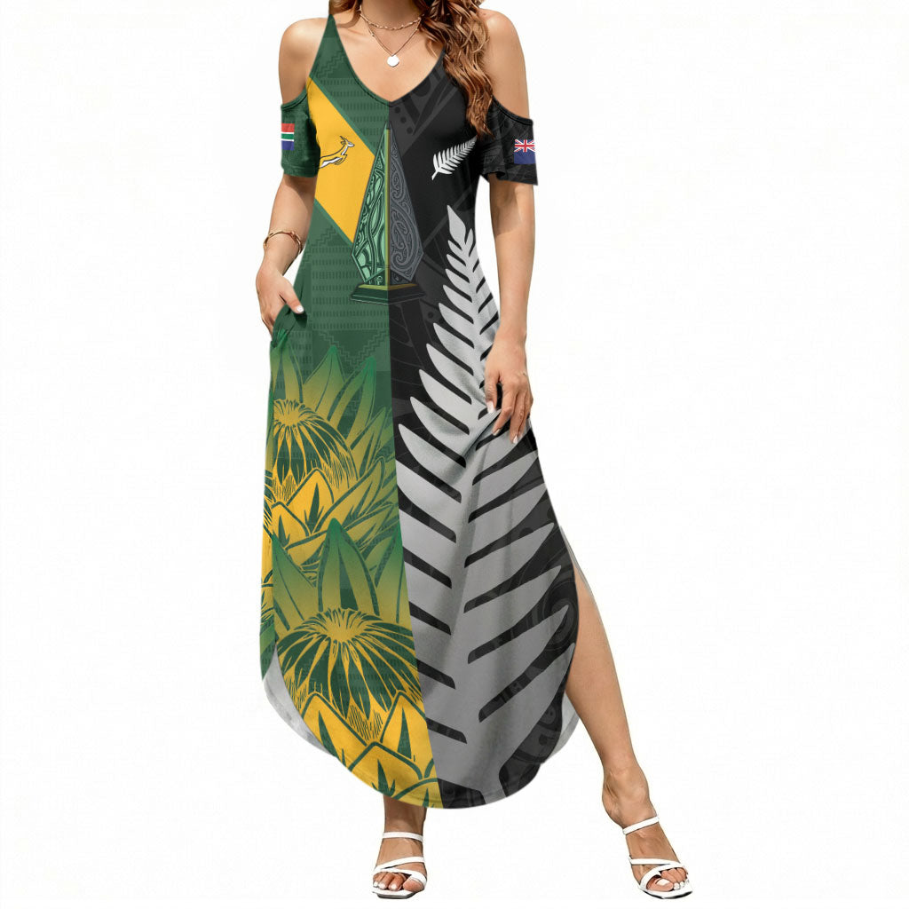 New Zealand and South Africa Rugby Custom Summer Maxi Dress Ultimate Rivalry All Black Springboks