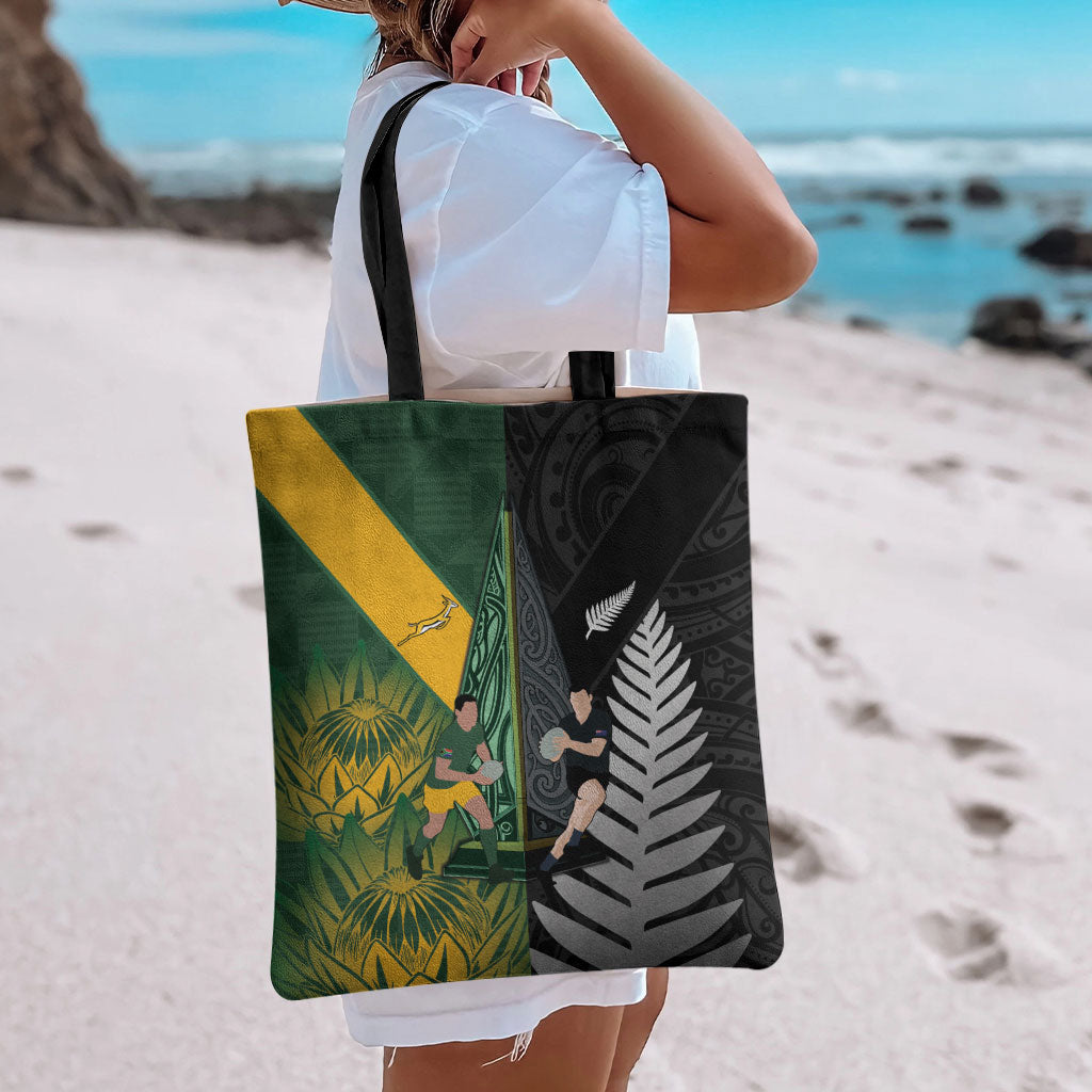 New Zealand and South Africa Rugby Tote Bag Ultimate Rivalry All Black Springboks