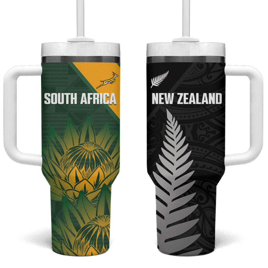 New Zealand and South Africa Rugby Tumbler With Handle Ultimate Rivalry All Black Springboks