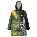 New Zealand and South Africa Rugby Custom Wearable Blanket Hoodie Ultimate Rivalry All Black Springboks