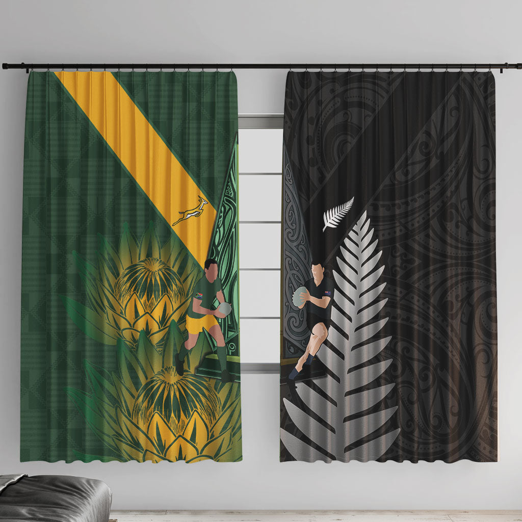 New Zealand and South Africa Rugby Window Curtain Ultimate Rivalry All Black Springboks