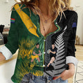 New Zealand and South Africa Rugby Custom Women Casual Shirt Ultimate Rivalry All Black Springboks
