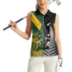 New Zealand and South Africa Rugby Custom Women Sleeveless Polo Shirt Ultimate Rivalry All Black Springboks