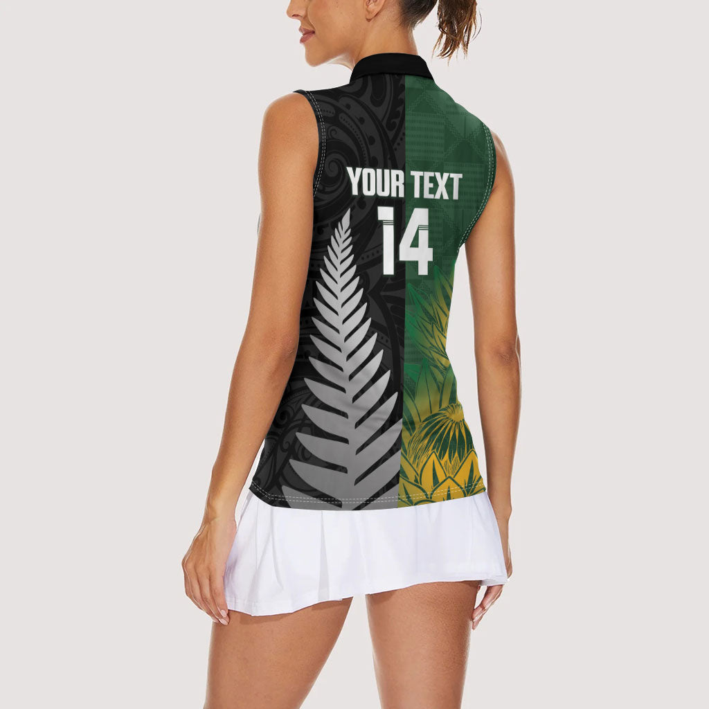 New Zealand and South Africa Rugby Custom Women Sleeveless Polo Shirt Ultimate Rivalry All Black Springboks