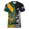 New Zealand and South Africa Rugby Custom Women V-Neck T-Shirt Ultimate Rivalry All Black Springboks