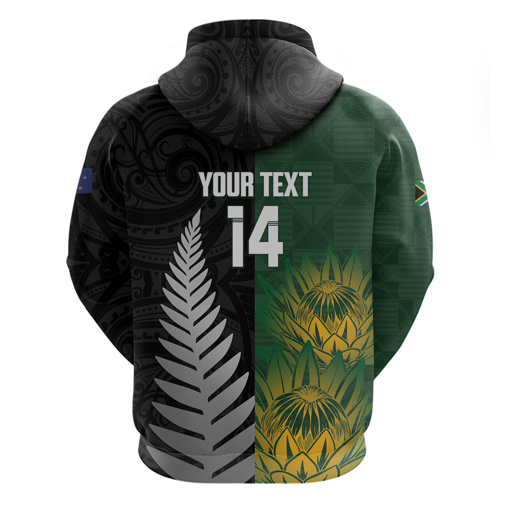 New Zealand and South Africa Rugby Custom Zip Hoodie Ultimate Rivalry All Black Springboks