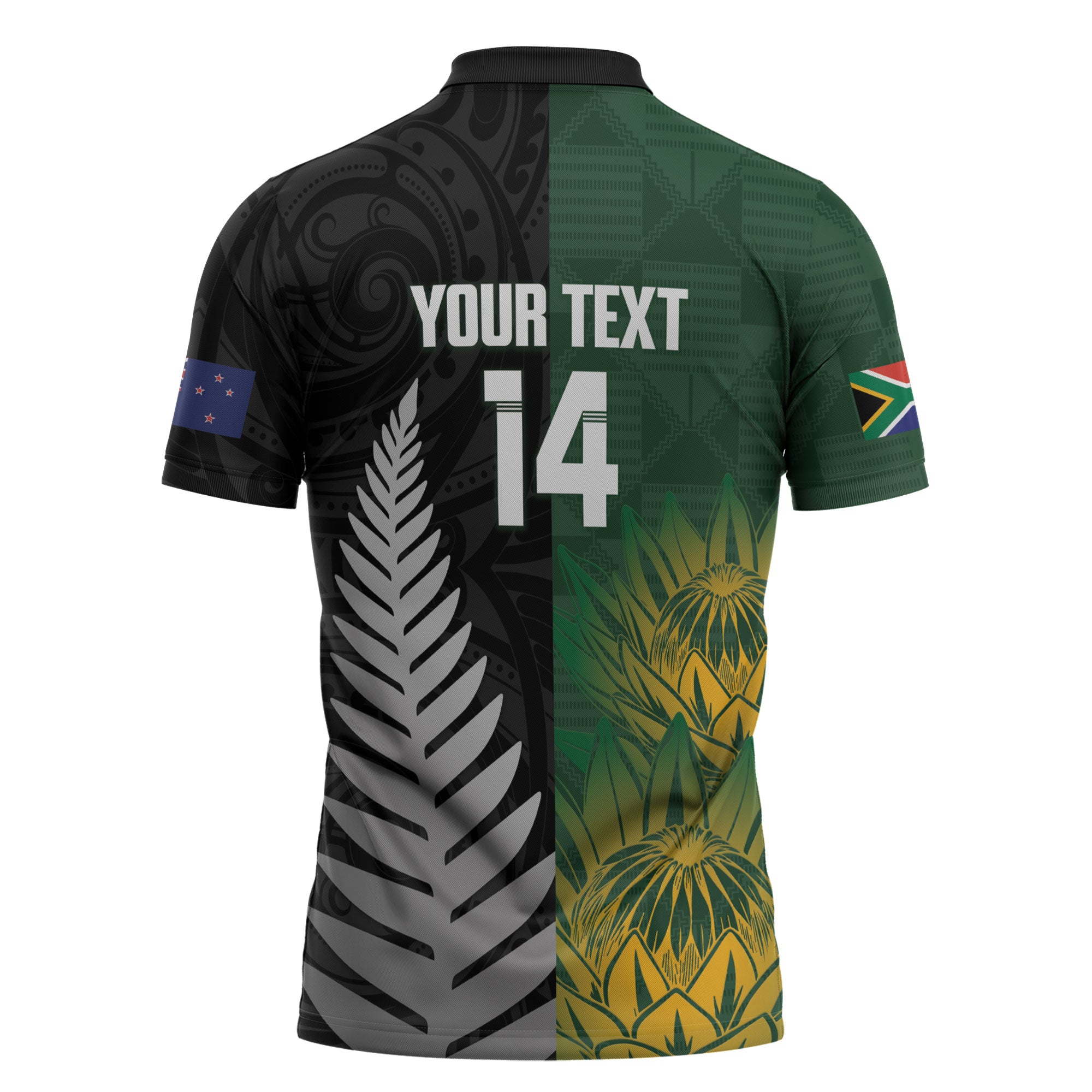 New Zealand and South Africa Rugby Custom Zipper Polo Shirt Ultimate Rivalry All Black Springboks