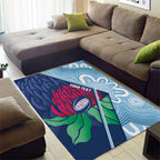 New South Wales Oztag Custom Area Rug NSW Waratah Indigenous Art