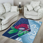 New South Wales Oztag Custom Area Rug NSW Waratah Indigenous Art