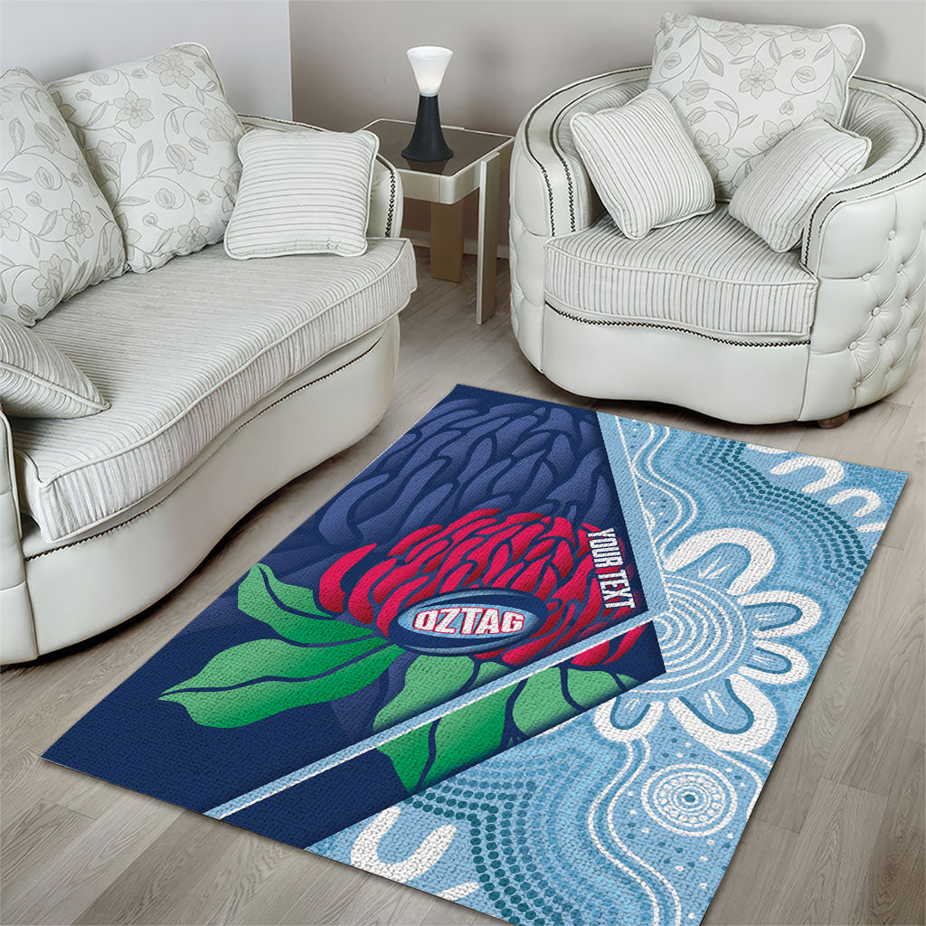 New South Wales Oztag Custom Area Rug NSW Waratah Indigenous Art