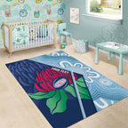 New South Wales Oztag Custom Area Rug NSW Waratah Indigenous Art