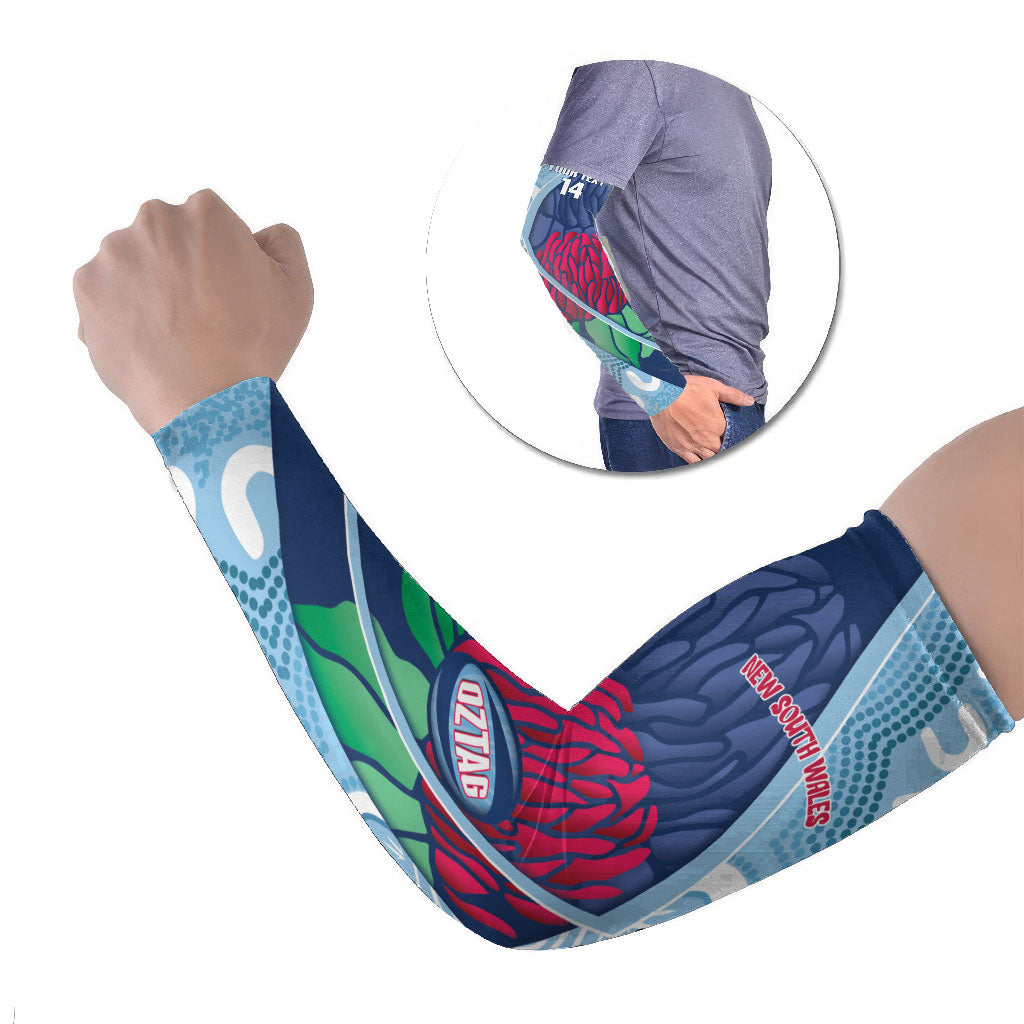 New South Wales Oztag Custom Arm Sleeves NSW Waratah Indigenous Art