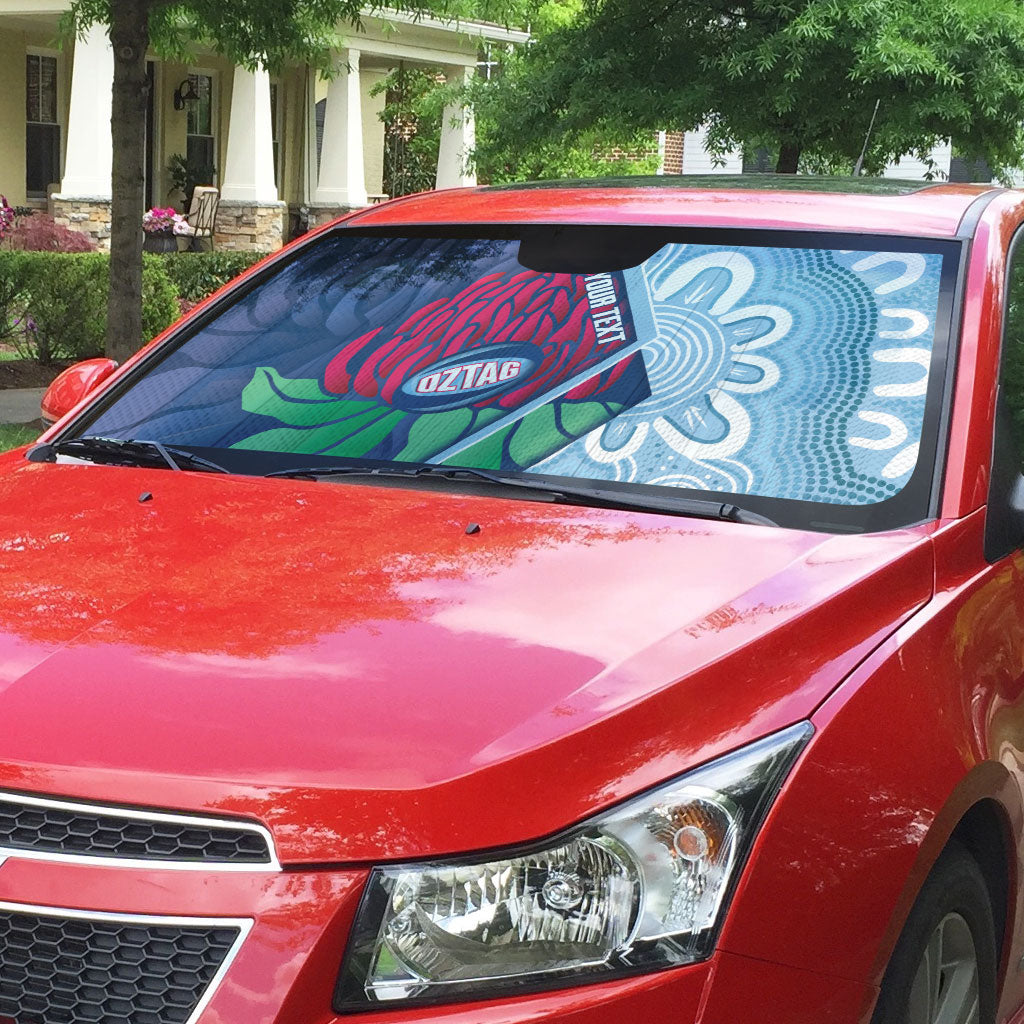 New South Wales Oztag Custom Auto Sun Shade NSW Waratah Indigenous Art