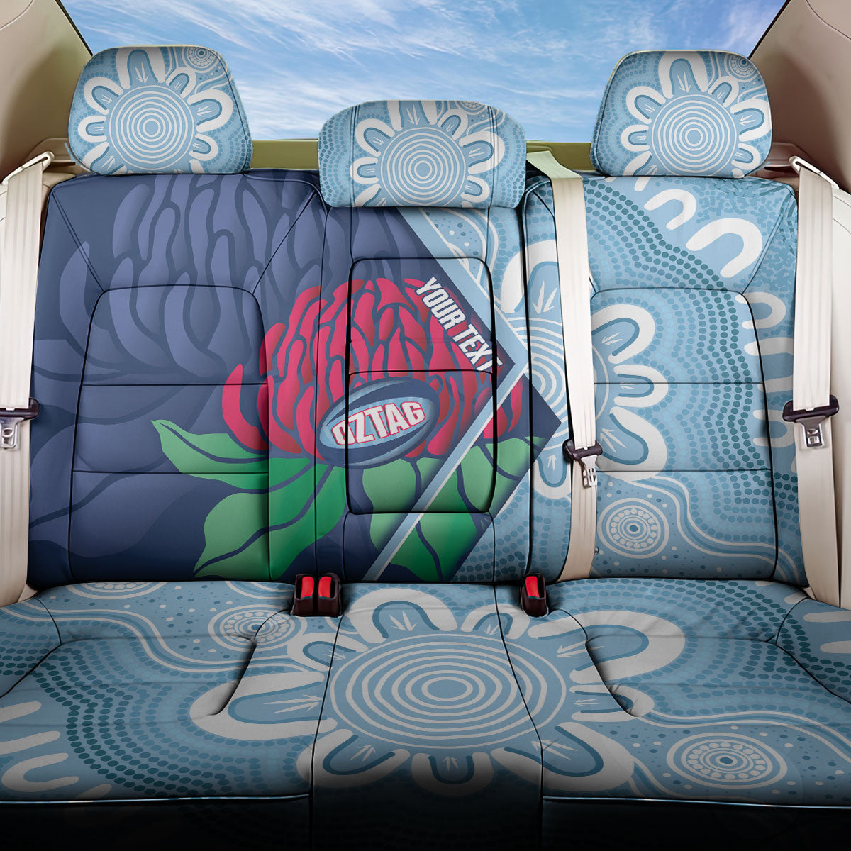 New South Wales Oztag Custom Back Car Seat Cover NSW Waratah Indigenous Art