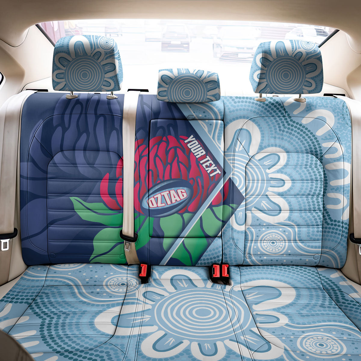 New South Wales Oztag Custom Back Car Seat Cover NSW Waratah Indigenous Art