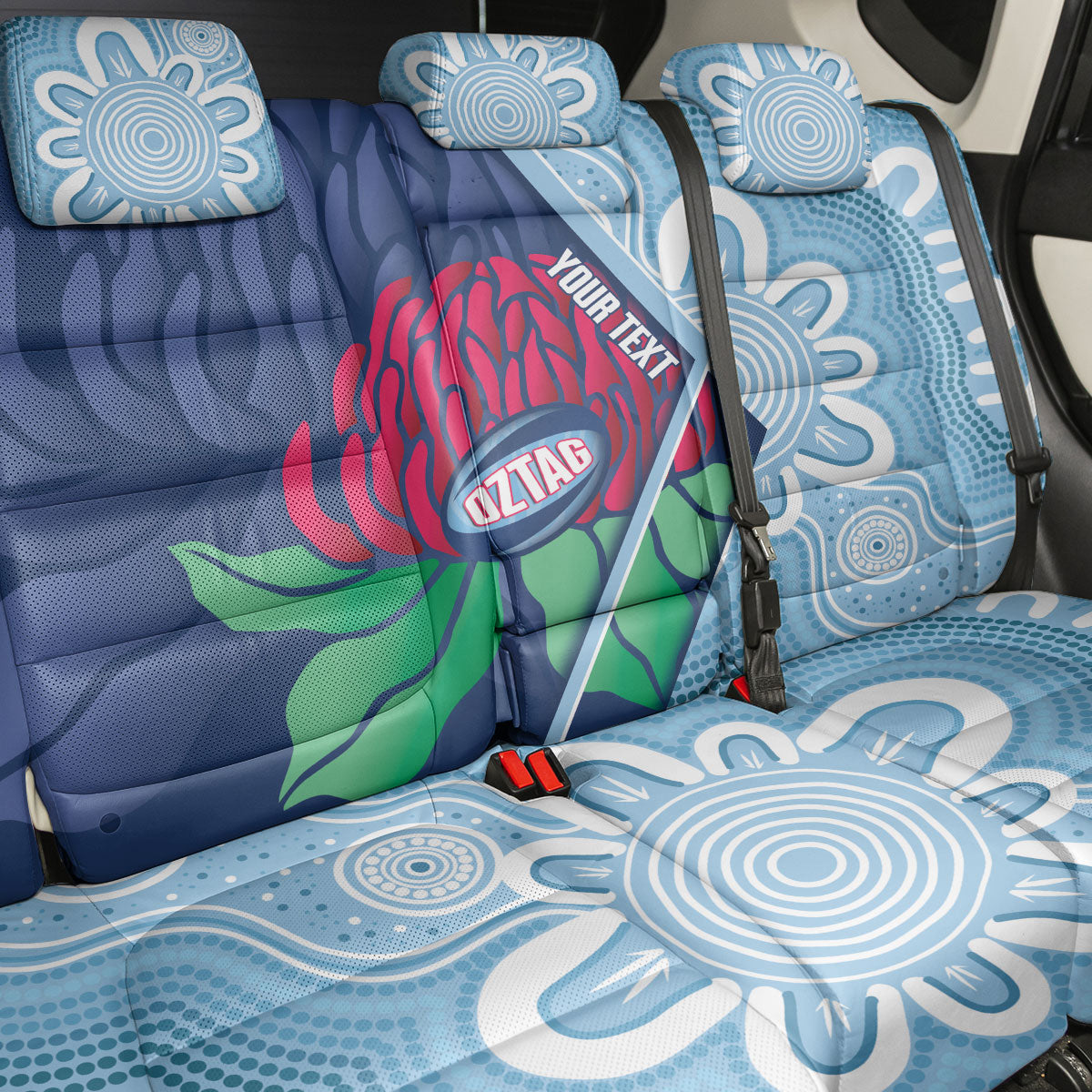 New South Wales Oztag Custom Back Car Seat Cover NSW Waratah Indigenous Art