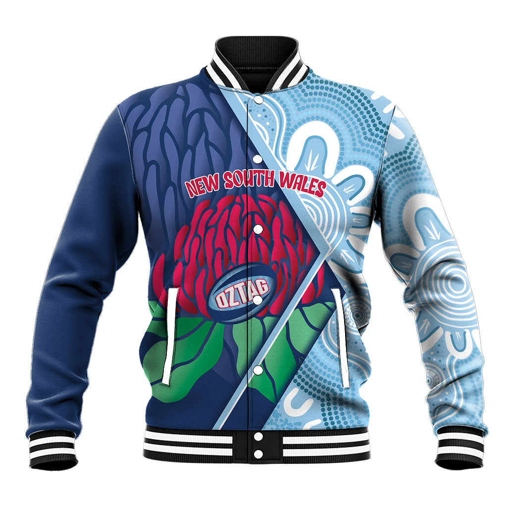 New South Wales Oztag Custom Baseball Jacket NSW Waratah Indigenous Art