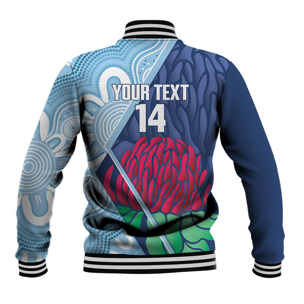 New South Wales Oztag Custom Baseball Jacket NSW Waratah Indigenous Art