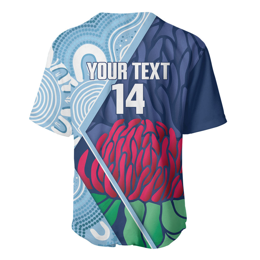 New South Wales Oztag Custom Baseball Jersey NSW Waratah Indigenous Art