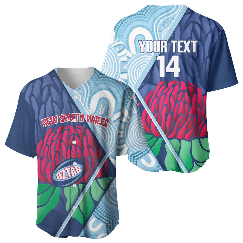 New South Wales Oztag Custom Baseball Jersey NSW Waratah Indigenous Art