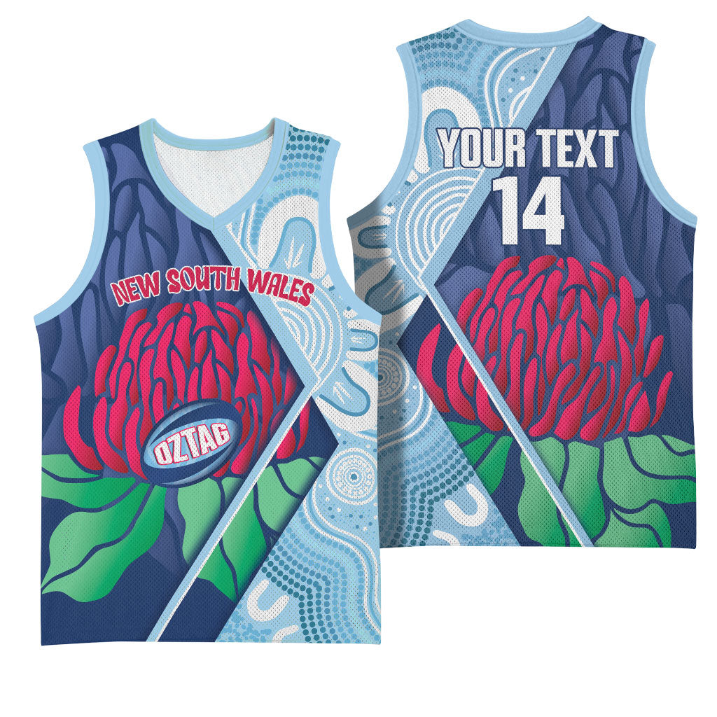 New South Wales Oztag Custom Basketball Jersey NSW Waratah Indigenous Art