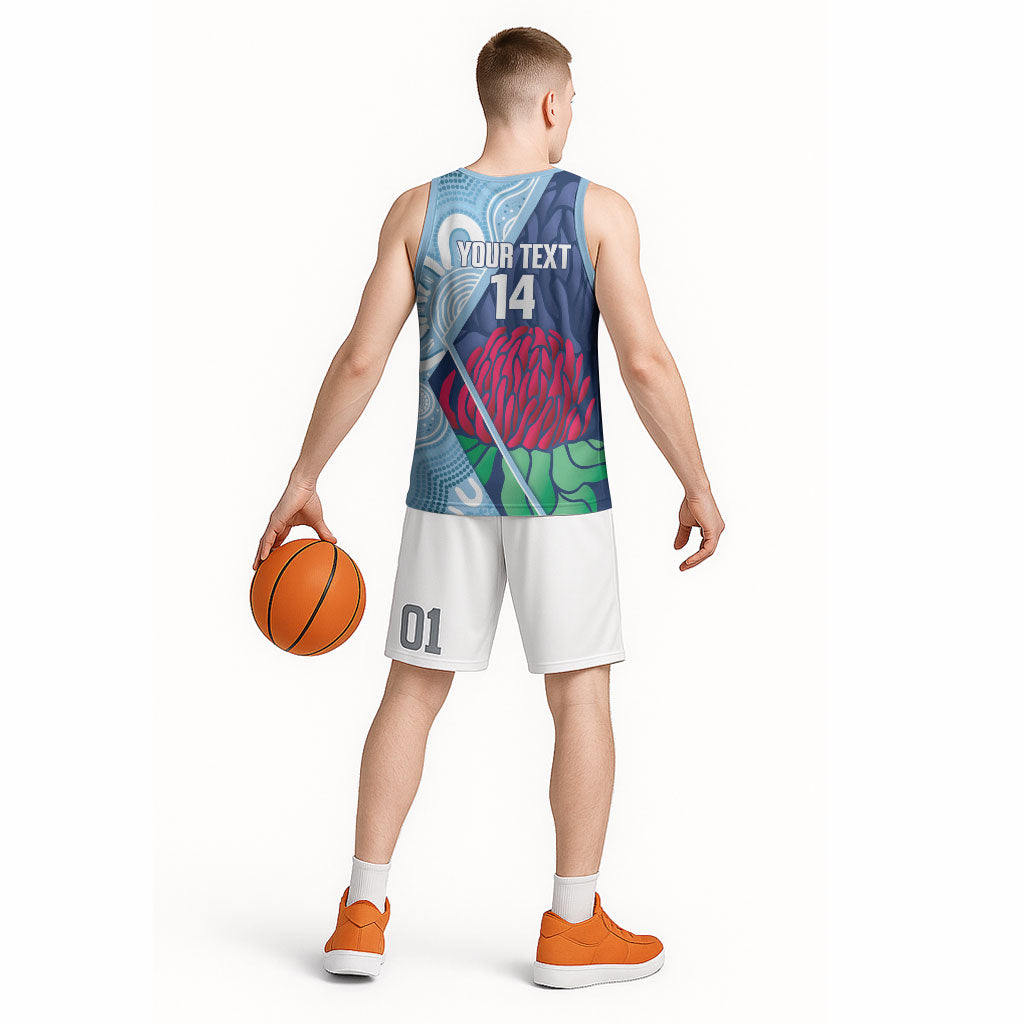 New South Wales Oztag Custom Basketball Jersey NSW Waratah Indigenous Art