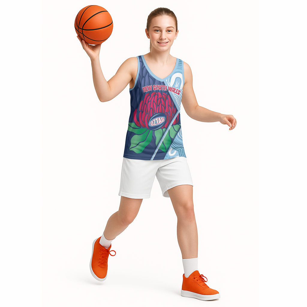 New South Wales Oztag Custom Basketball Jersey NSW Waratah Indigenous Art