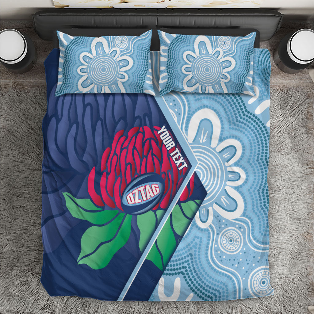New South Wales Oztag Custom Bedding Set NSW Waratah Indigenous Art