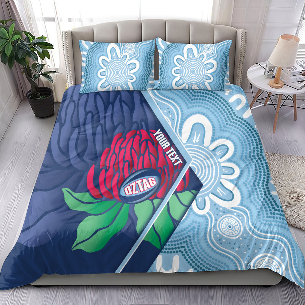 New South Wales Oztag Custom Bedding Set NSW Waratah Indigenous Art