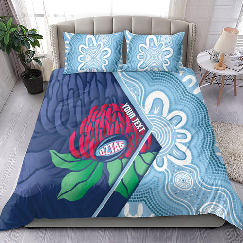 New South Wales Oztag Custom Bedding Set NSW Waratah Indigenous Art