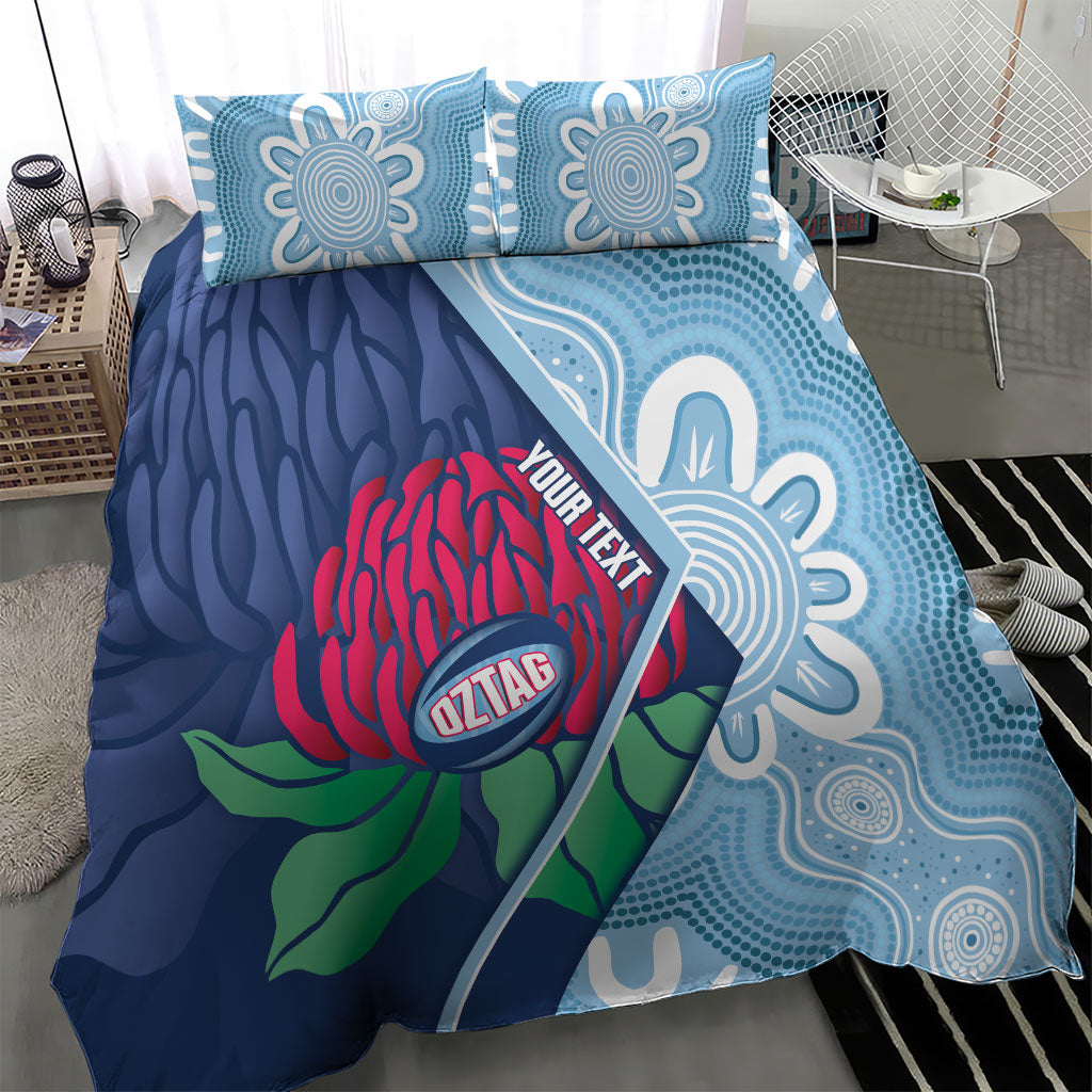 New South Wales Oztag Custom Bedding Set NSW Waratah Indigenous Art