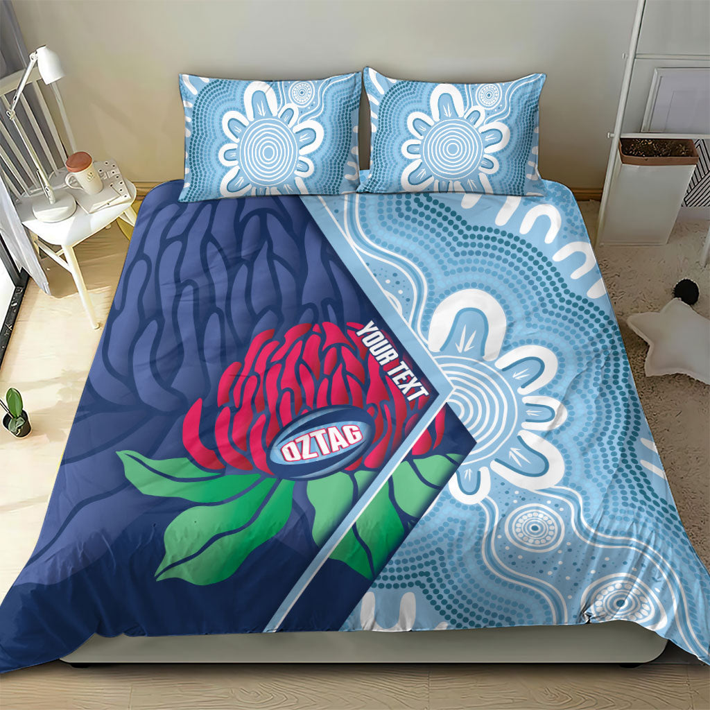 New South Wales Oztag Custom Bedding Set NSW Waratah Indigenous Art