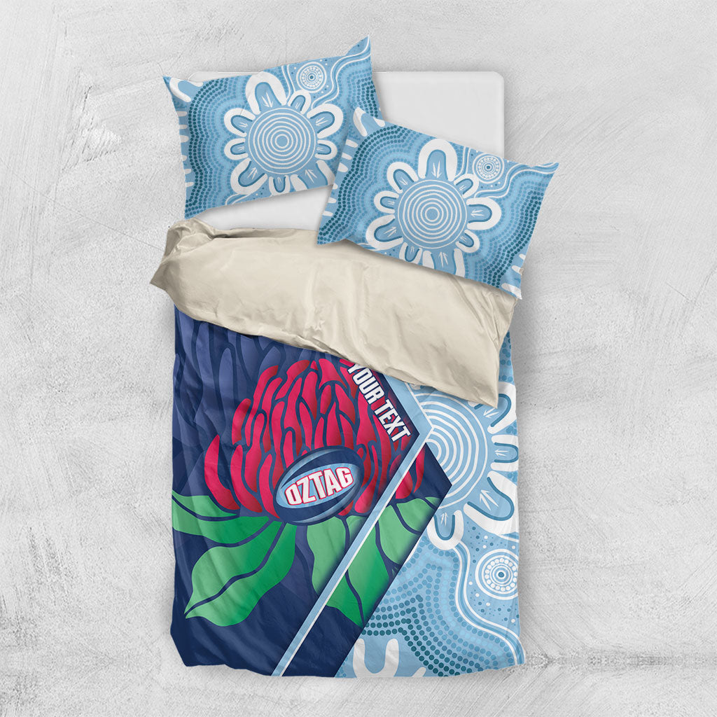 New South Wales Oztag Custom Bedding Set NSW Waratah Indigenous Art