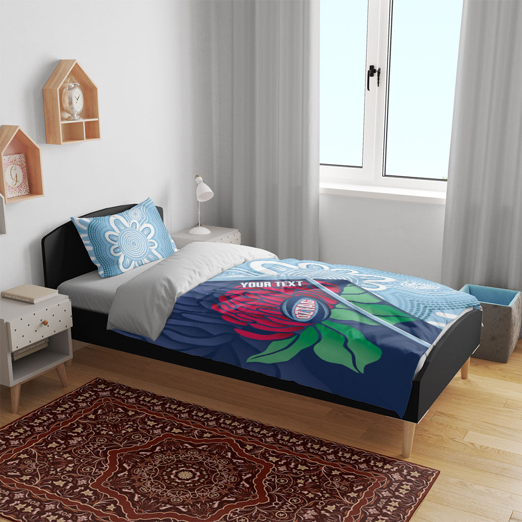 New South Wales Oztag Custom Bedding Set NSW Waratah Indigenous Art