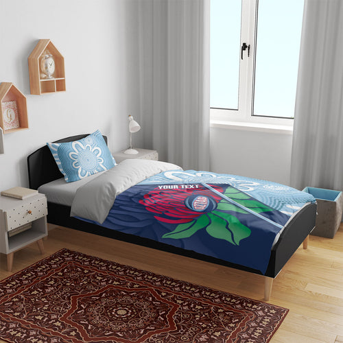 New South Wales Oztag Custom Bedding Set NSW Waratah Indigenous Art