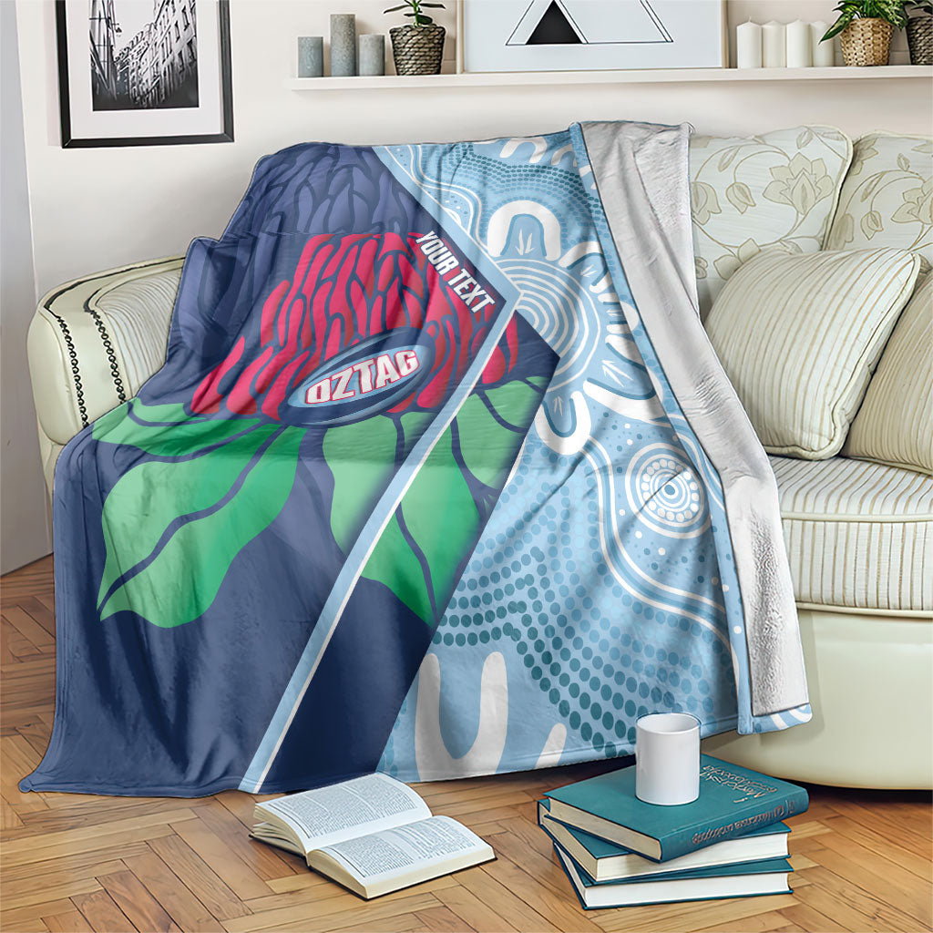 New South Wales Oztag Custom Blanket NSW Waratah Indigenous Art