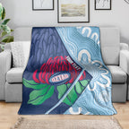 New South Wales Oztag Custom Blanket NSW Waratah Indigenous Art